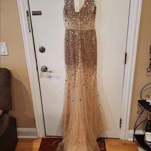 NEW Long Gold Sparkly Formal Dress Size Small